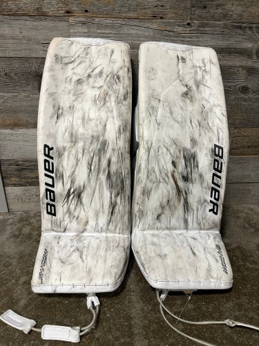 White 33" Senior Bauer Supreme Shadow Goalie Leg Pads (Used)
