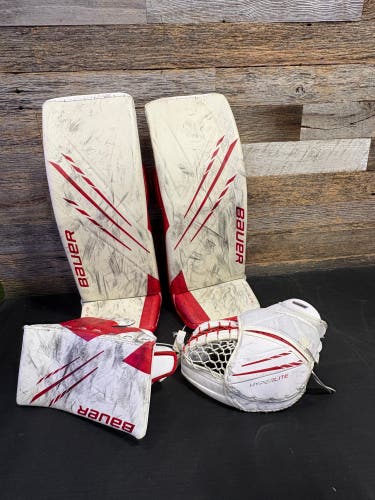 White 35" Senior Bauer Hyperlite Goalie Full Set Regular (Used)