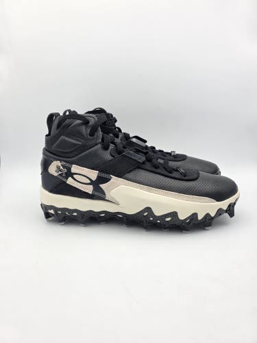 Under Armour Harper 10 Pro TPU Mid Black Baseball Cleats 6000715-001 Mens Sz 10