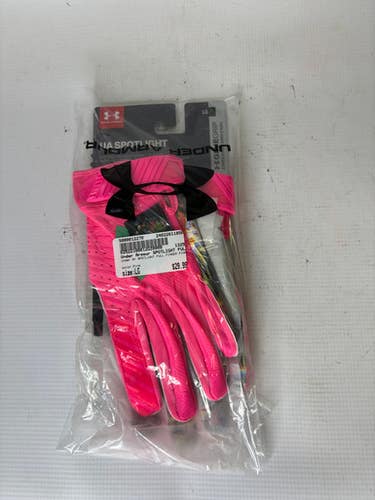 Used Under Armour Spotlight Full Finger Pink Lg Football Gloves 11850-s000012270