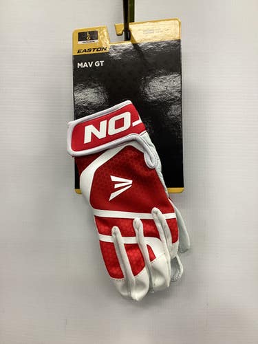 New Easton Mav Gt Bb Sb Batting Gloves White And Red Lg 11851-easmavgtybgwhrdl