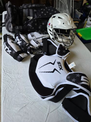 Complete Youth Lacrosse Gear Set – Cascade Helmet, STX USA Gear & Backpack (Used)