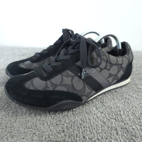 Coach Kelson Signature C Womens Size 6.5 Shoes Black Gray Suede Leather Sneakers