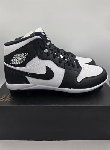 Men's Air Jordan 1 Retro MCS Baseball Cleats White/Black/Black AV5354-102 Sz 13