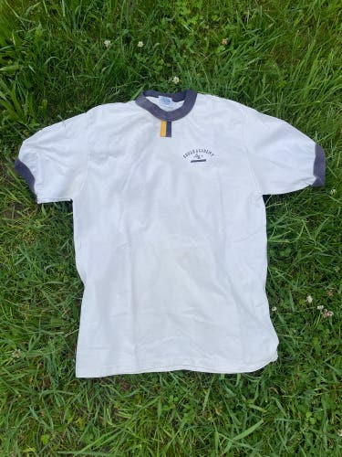 Gould academy White Large Men's ringer T Shirt (Used)