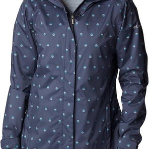 Columbia Splash A Little II Jacket Women's Blue Polka Dot Full Zip Hooded UPS685