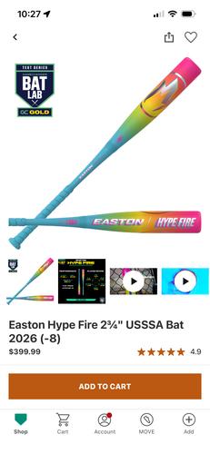 2025 Easton Hype Fire Composite USSSA Certified Bat (-8) 20 oz 30" (New)