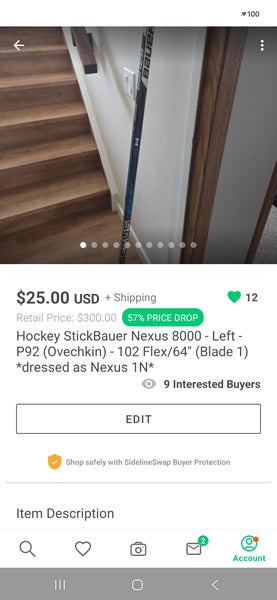 2 Bauer Left Hand Hockey Stick 104 Flex (Used)