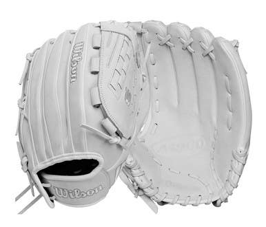 Used Wilson A1000 V125 Rh Throw Fastpitch Gloves White 12 1 2" 11851-s000035518