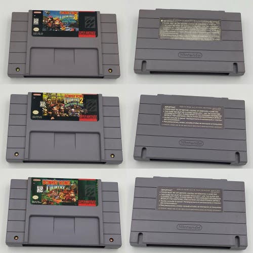 Donkey Kong Country Trilogy SNES Lot DKC 1, 2 & 3 Tested Working Authentic Clean