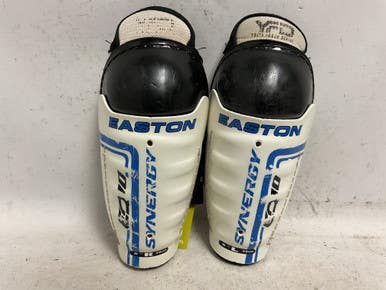 Used Easton Synergy Eq10 Youth Shin Guards White Black Royal 8" 11855-s000204971