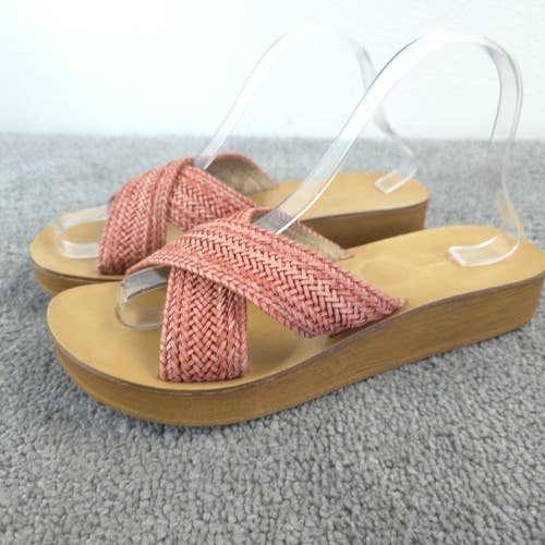 Mila Paoli Womens Size 9 Sandals Coral Weave Slides Pink Shoes Made In Italy