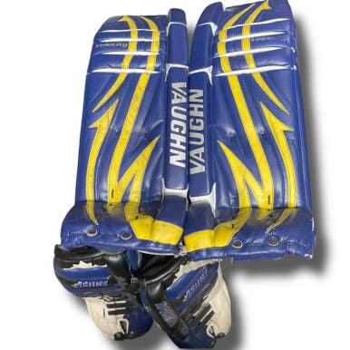 Used Vaughn Velocity Goalie Leg Pads Senior Navy Blue 33 1 2" 11375-c000360695