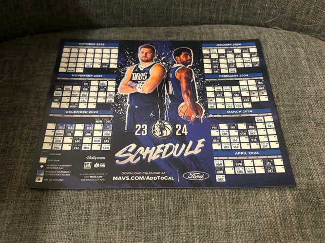 Dallas Mavericks NBA 2023 - 2024 Magnetic Schedule New
