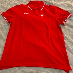 Nike Team Switzerland IIHF Ice Hockey Short Sleeve Polo Shirt, Size Adult XL