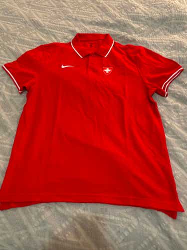 Nike Team Switzerland IIHF Ice Hockey Short Sleeve Polo Shirt, Size Adult XL