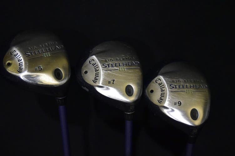 CALLAWAY BIG BERTHA STEELHEAD III 5, 7, 9 WOODS, LADIES FLEX, RH, NEW GRIPS