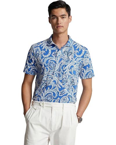 Polo Ralph Lauren Polo Shirt Men XL Blue White Paisley Jersey Standard Fit FTS24