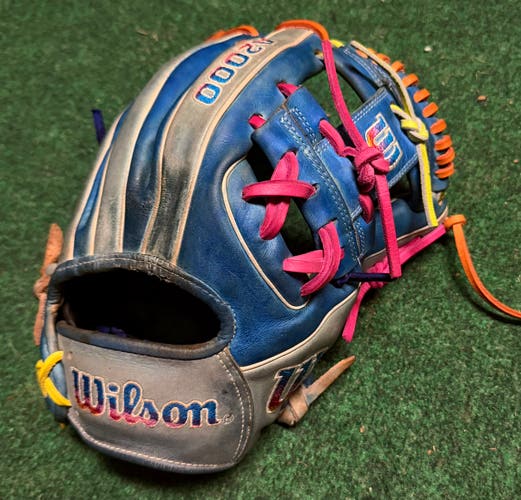 Refreshed Wilson Autism Awareness A2000 1786 BB/SB Glove RH Throw Carolina Blue 11 1/2"