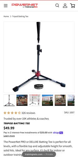 PowerNet Tripod Baseball/Softball Hitting Tee – Like New