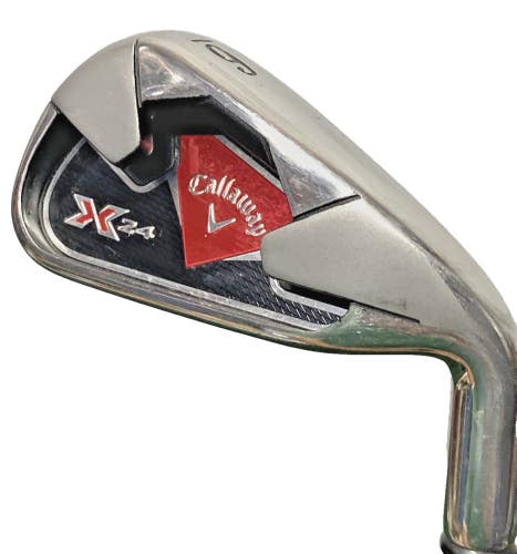 Callaway X-24 6 Iron Men's RH Uniflex Stiff Steel 37.5 Stock Grip Nice Condition