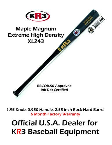 New C243XL KR3 Maple Magnum 33 inch Composite Wood Bat (-3) 30.5 oz C243XL 6 Month Warranty
