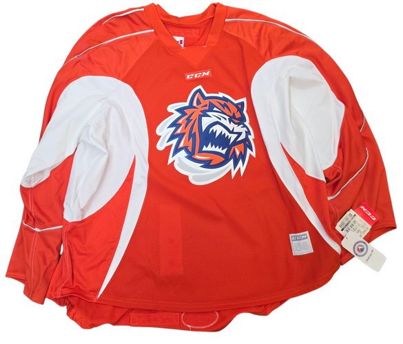CCM Edge Custom Pro Stock Hockey Goalie Practice Jersey Bridgeport Sound Tigers AHL Orange (15800)