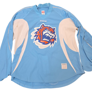 CCM Edge Custom Pro Stock Hockey Practice Jersey Bridgeport Sound Tigers AHL Light Blue 58 (15802)