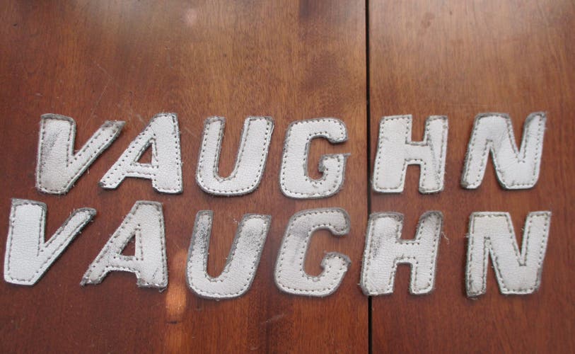 Vintage Vaughn Leather Letters Lettering Logo from goalie pads
