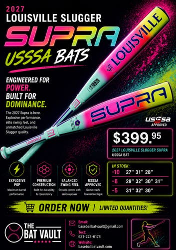 2027 Louisville Slugger Supra Composite USSSA Certified Bat