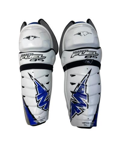 Used Mission Fuel 85 Senior Shin Guards White Black Royal 14" 11835-s000208933