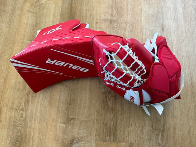 Bauer GSX Catcher & Vapor X2.7 Blocker Set - Senior Regular - Red/White (NWOT)