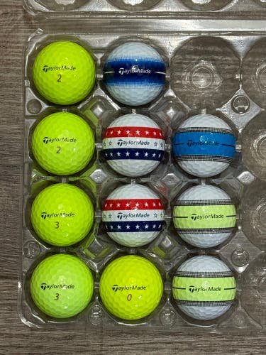 11 TaylorMade Tour Response Golf Balls - Yellow and Stripe Design