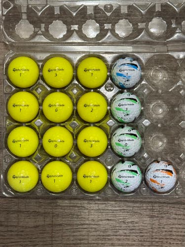 17 TaylorMade SpeedSoft Golf Balls - Yellow and Ink Design (5A MINT CONDITION)