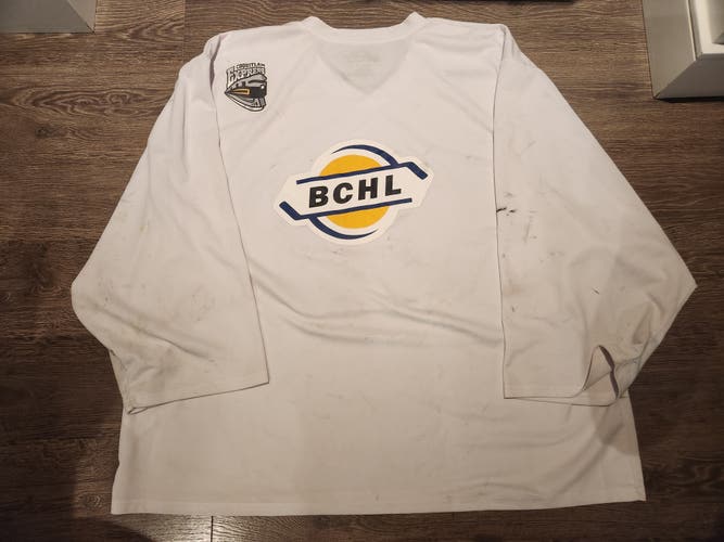 Bauer Hockey BCHL Pro Stock Practice Jersey White Goalie Goal Cut GC #43