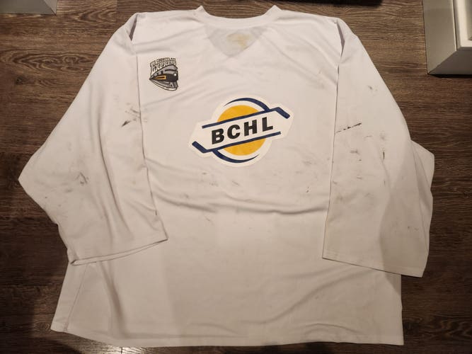 Bauer Hockey BCHL Pro Stock Practice Jersey White Goalie Goal Cut GC #45