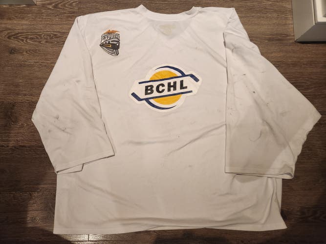 Bauer Hockey BCHL Pro Stock Practice Jersey White Goalie Goal Cut GC #44