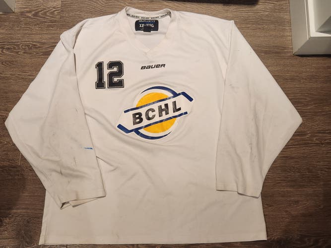 Bauer Hockey BCHL Pro Stock Practice Jersey White XX-Large XXL #12