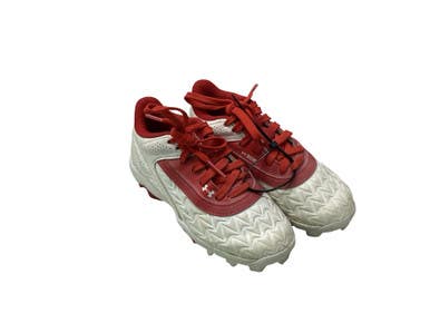 Used Under Armour Bsbl Red Wht Bb Cleats Bb Sb Cleats White And Red Youth 11.0 11347-s000270602