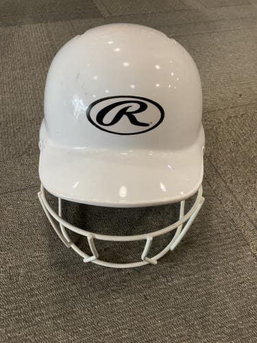 Used Rawlings Mltbh-r1 Batting Helmet W Mask White Md 11614-s000237995