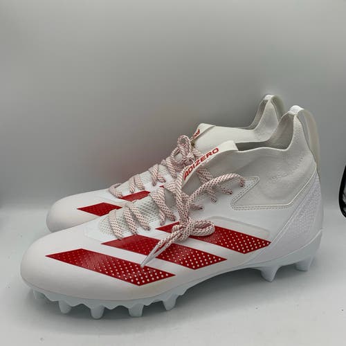 new men's 11 adidas SM adizero Impact + White/red Football Cleats JQ6519