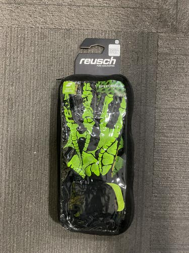 Used Reusch Speed Bump 3 Goalie Gloves Soccer Goalie Gloves Black And Yellow 12 11614-s000230358