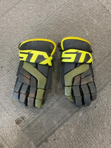 Used Stx Stallion 100 Lacrosse Gloves Junior Black 10" 11614-s000234628