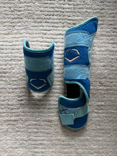 Custom Blue EvoShield Elbow Guard and Leg Guard for Left Handed Hitter (Used)