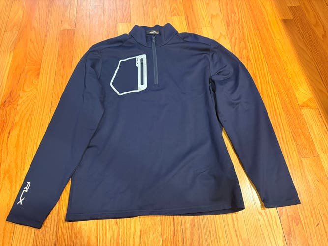Polo Ralph Lauren RLX Mens Medium 1/4 Zip Golf Pullover $148 Retail Navy Blue