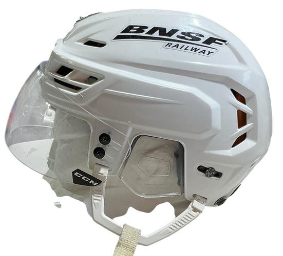 CCM TACKS 710 Pro Stock Hockey Helmet and Visor Combo Seattle Thunderbirds White 7937
