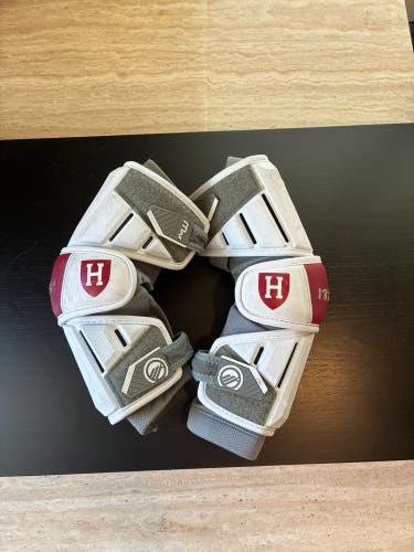 Harvard Crimson White Large Adult Maverik Max Arm Pads (Great Condition)