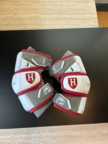 Harvard Crimson White Large Adult Maverik Max Arm Pads (Great Condition)