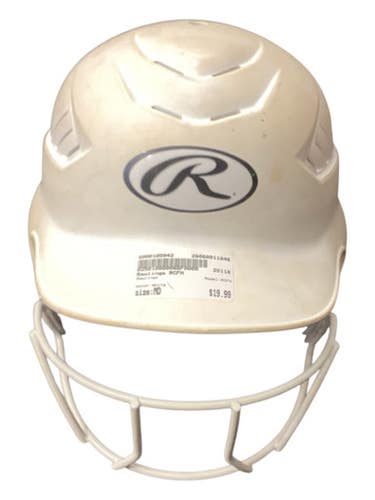Used Rawlings Rcfh Batting Helmet W Mask White Md 11846-s000105942