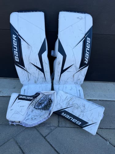 33" 2025 Bauer SV-Pro Regular Goalie Full Set Pro Stock (Used) Senior pads intermediate glove/
block